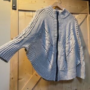 Size L/XL INC International Concepts Beige Poncho style zip up sweater